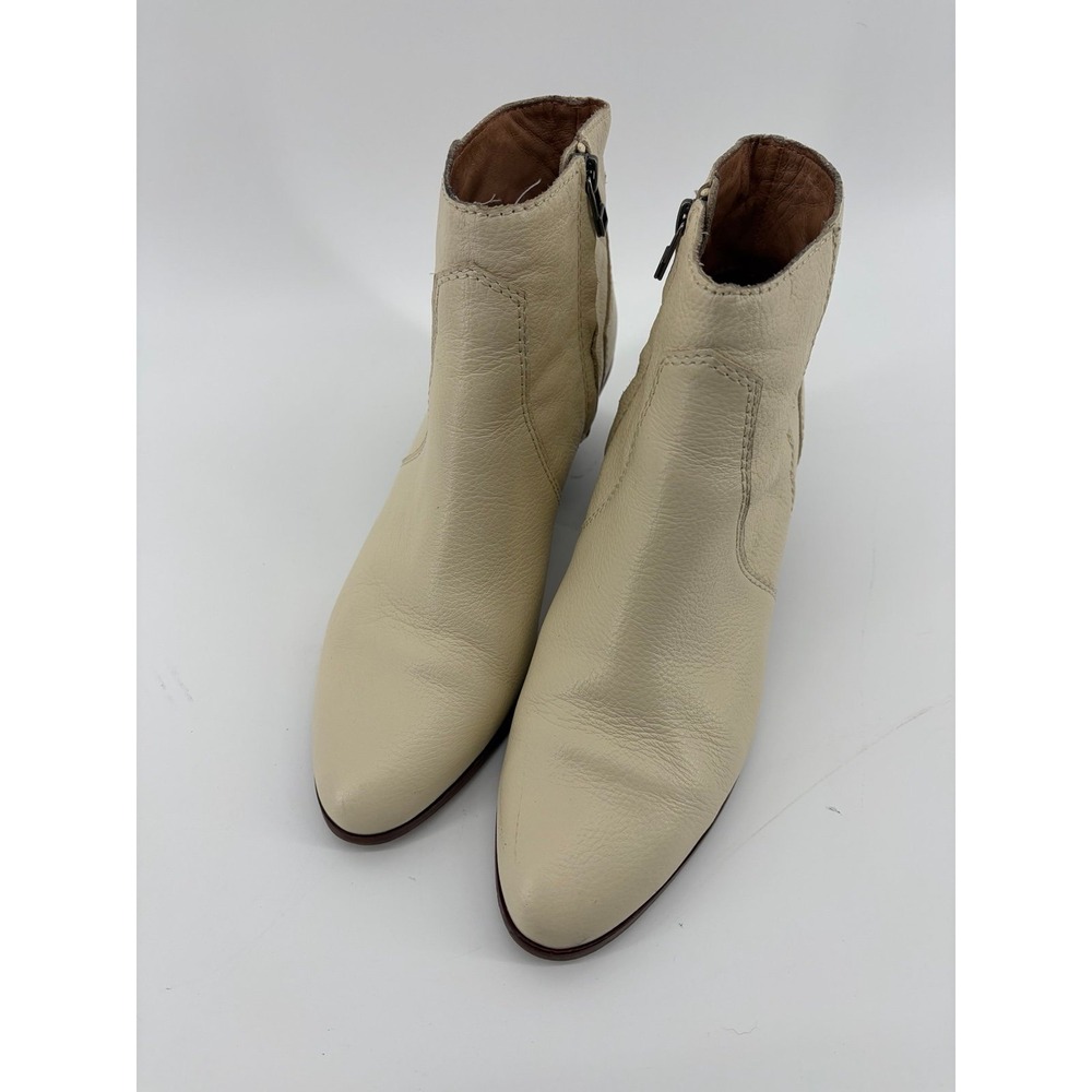 Madewell, Off White Leather, Side Zip Ankle Boots, Women's Size 7.5